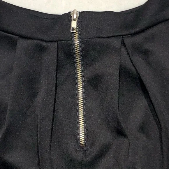 Black Flowy Mini Skirt with Back Zipper - Picture 7 of 9